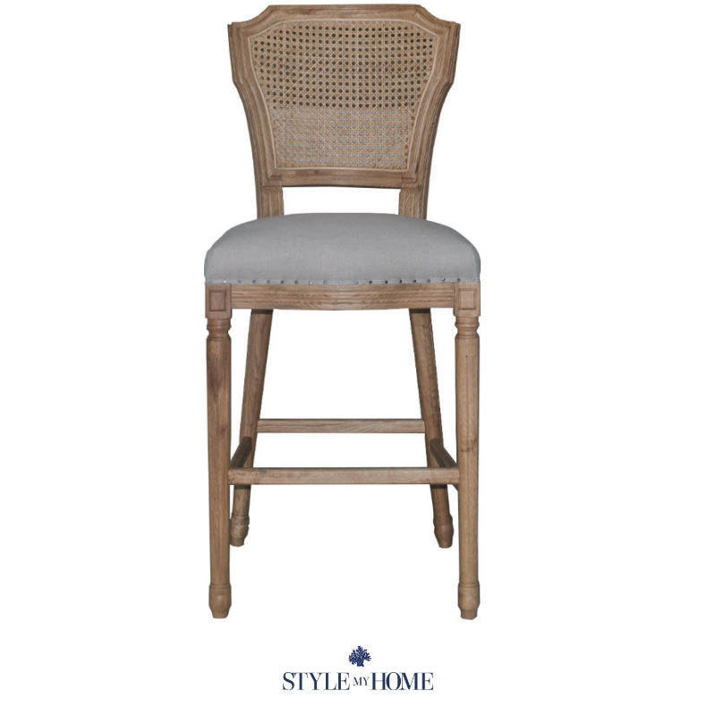 April luxury upholstered kitchen stool oak Hamptons French provincial 