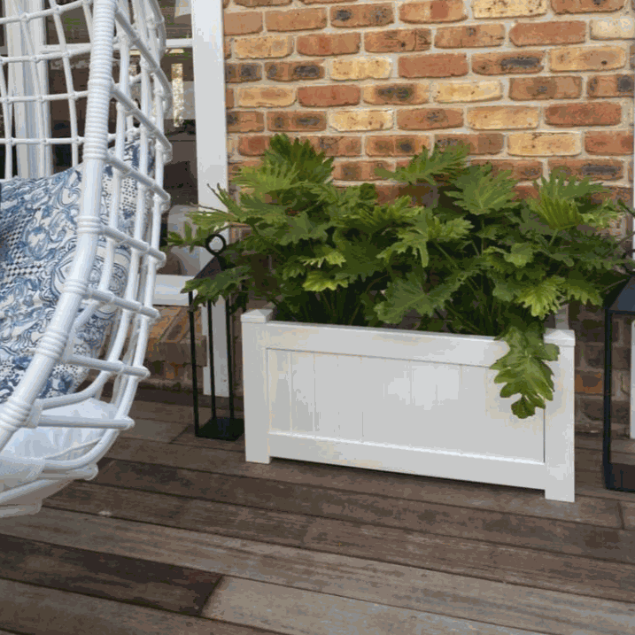 large plastic rectangular planter boxes australia Hamptons Outdoor Rectangular White Planter Box – Style My Home