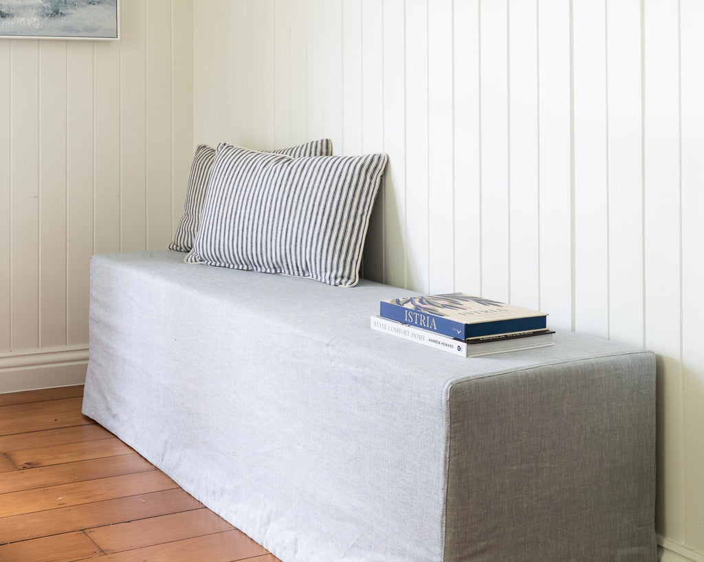 Hamptons rectangular ottoman coffee table upholstered