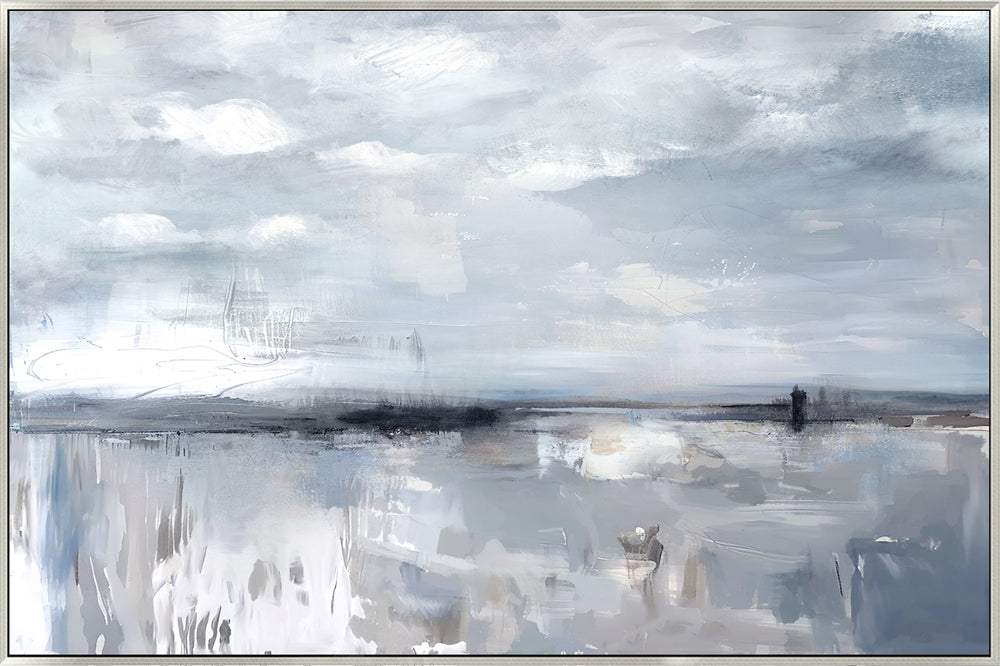 Ocean Whisper Canvas In Extra Large Antique Silver Frame