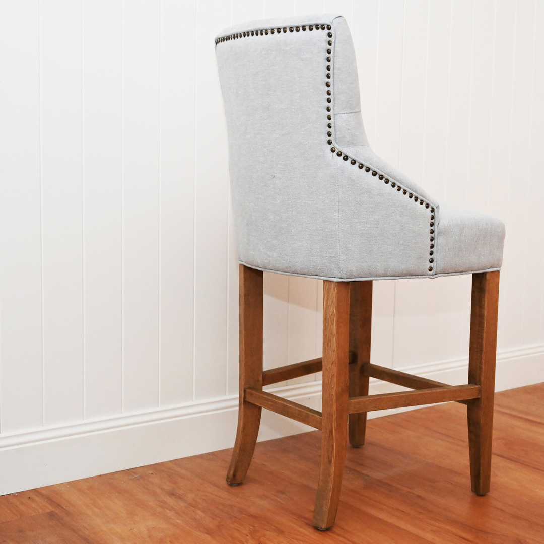 Leopold Upholstered Linen Kitchen Stool