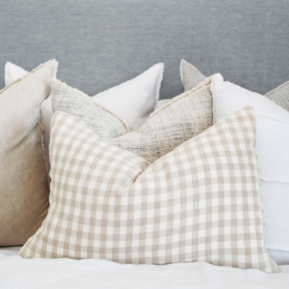 Gingham Linen Lumbar Cushion Cover