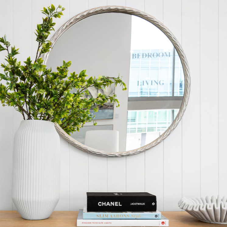 Forged Round Silver Mirror