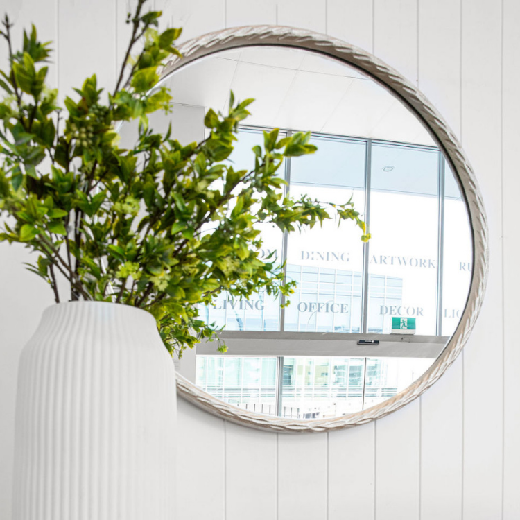 Forged Round Silver Mirror