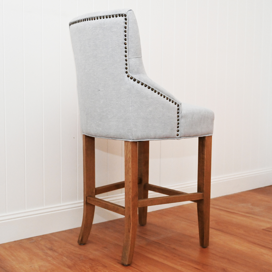 Leopold Upholstered Linen Kitchen Stool