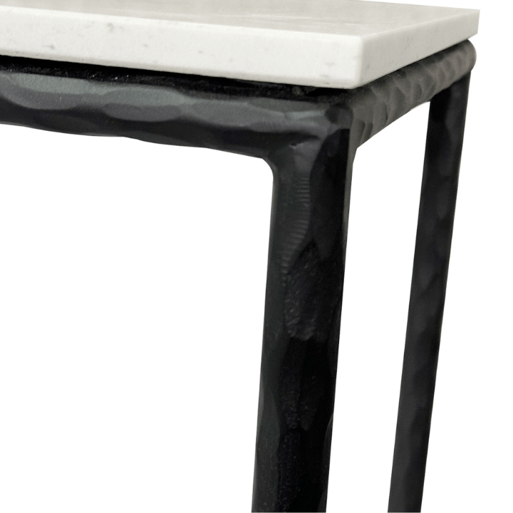 Soho Forged Black Console Table With Marble Top - Sydney Floorstock