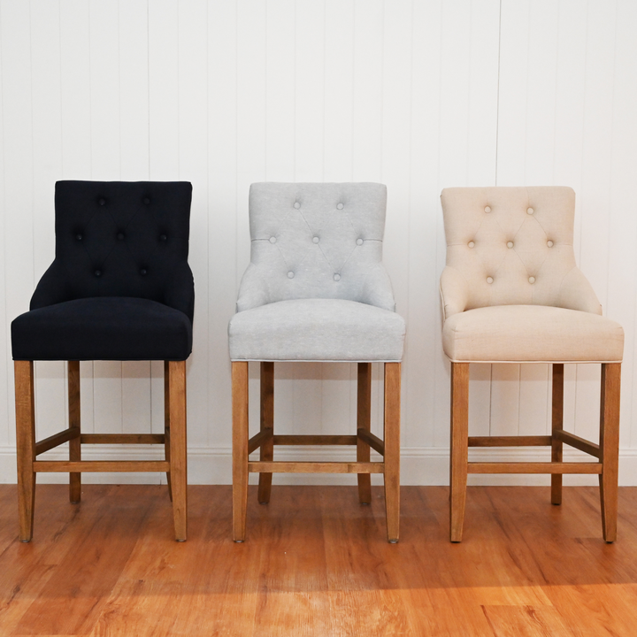 Leopold Upholstered Linen Kitchen Stool