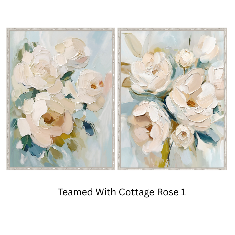 Cottage Rose 2 Medium Canvas in Bamboo Frame