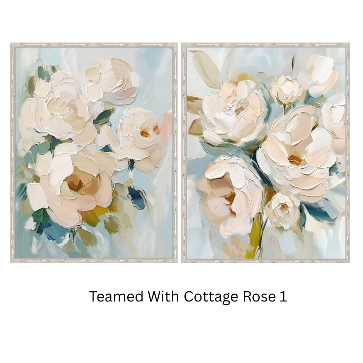 Cottage Rose 2 Medium Canvas in Bamboo Frame