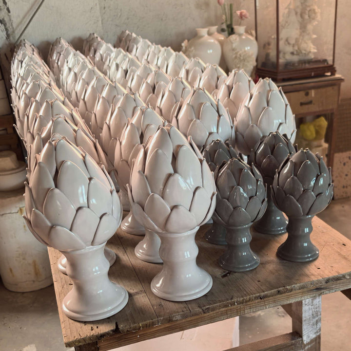 Handmade ceramic artichoke sculpture