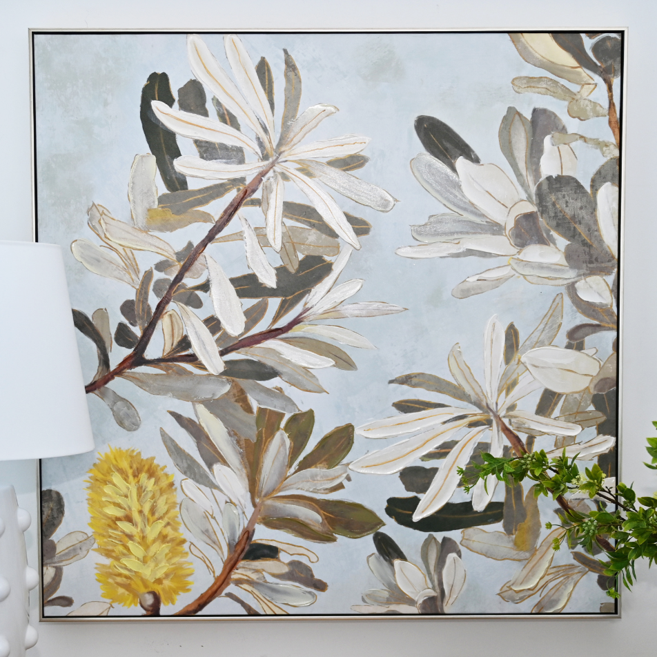 Wattle Canvas In Antique Silver Frame