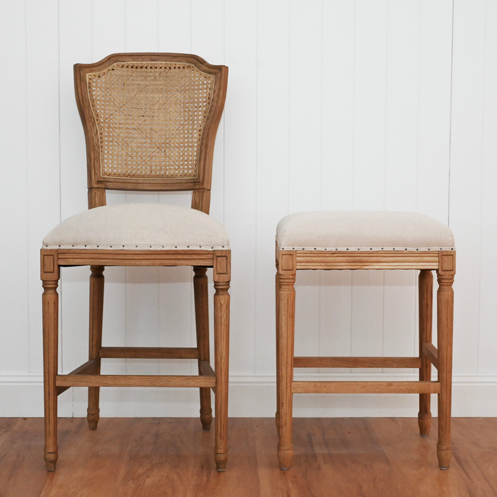 April Backless Stool With Padded Linen Seat