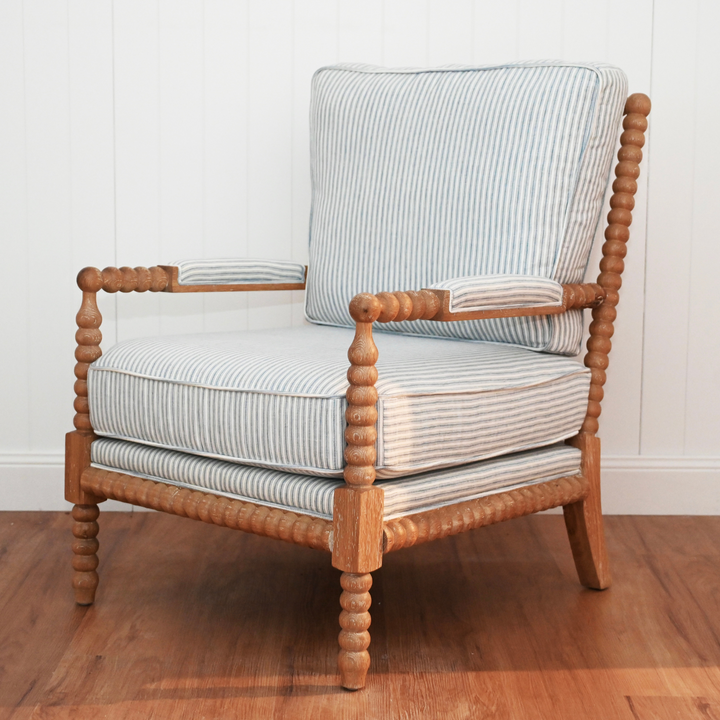 Bobbin Linen And Oak Armchair