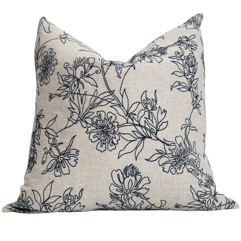 Tamala Rose Embroidered Square Linen Cushion Cover Only