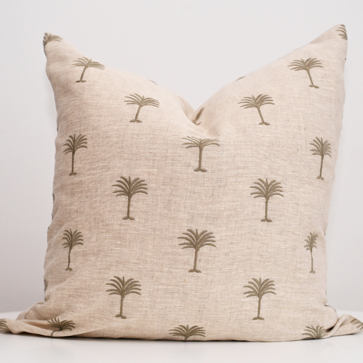 Palm Tree Oatmeal Square Cushion - Cover Only