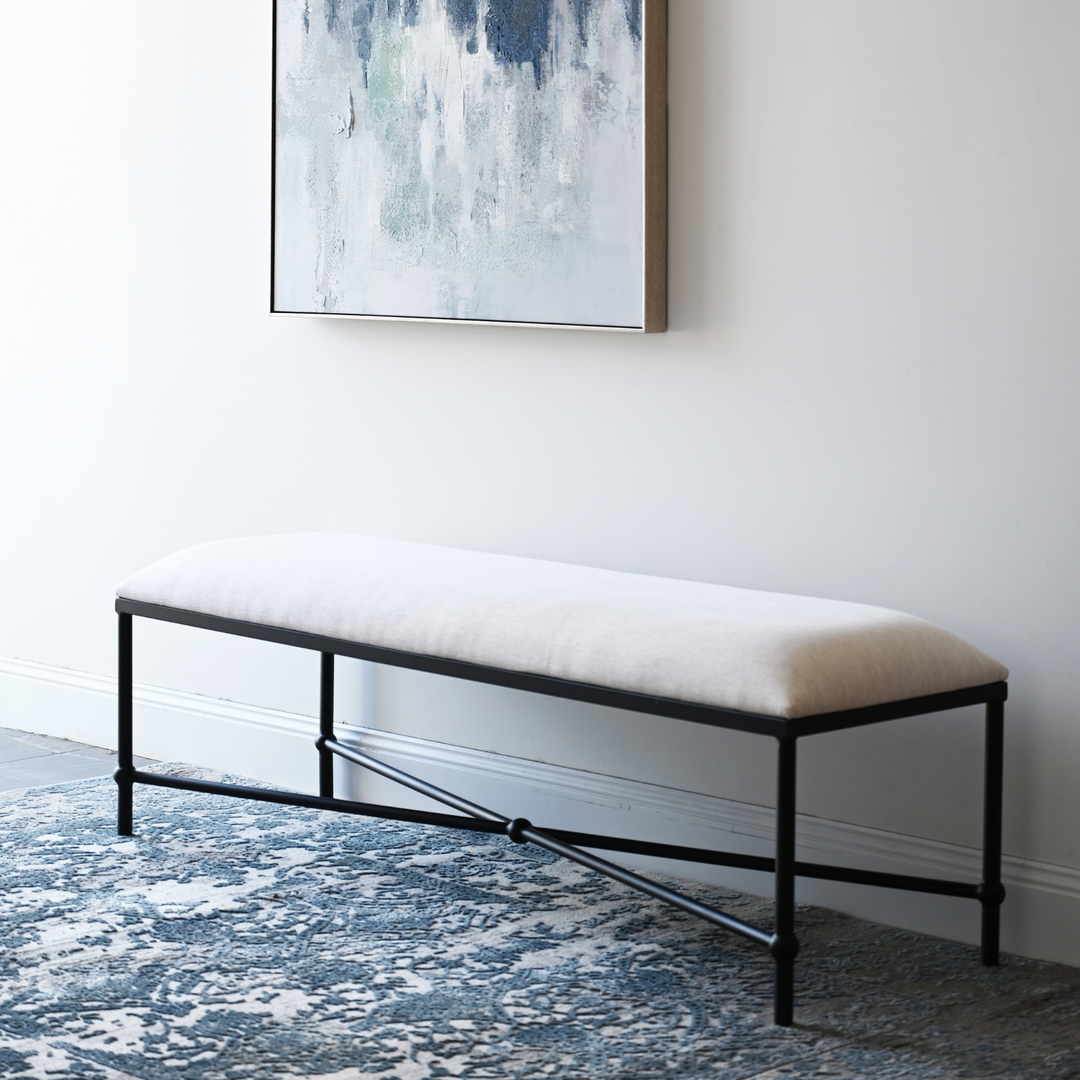 Cambridge Iron and Linen Cross Leg Large Bench