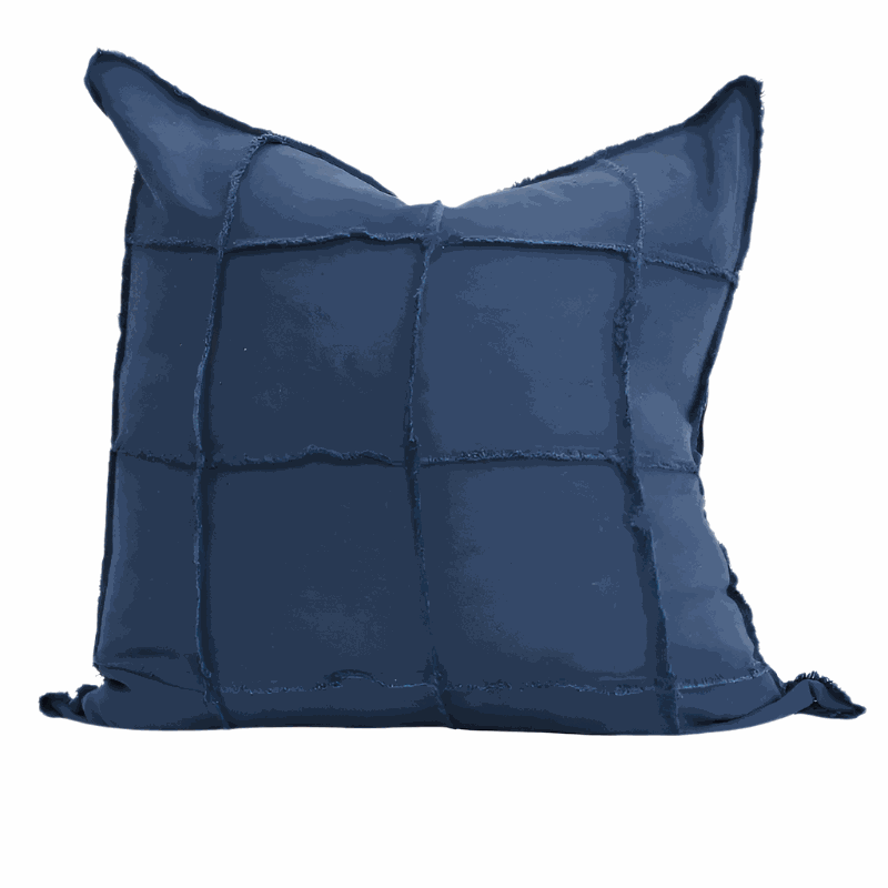 Lucia Navy Square Blue Linen Cushion Cover Only