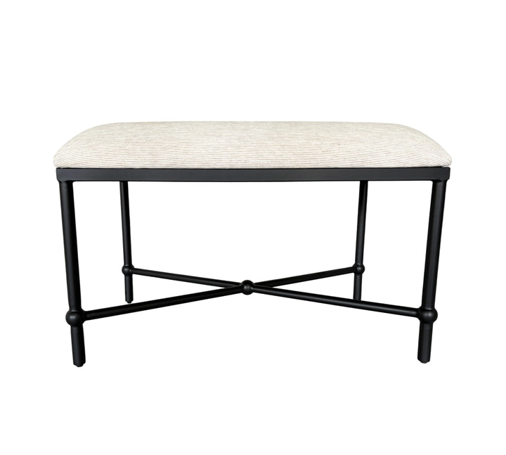 Cambridge Iron and Linen Cross Leg Small Bench