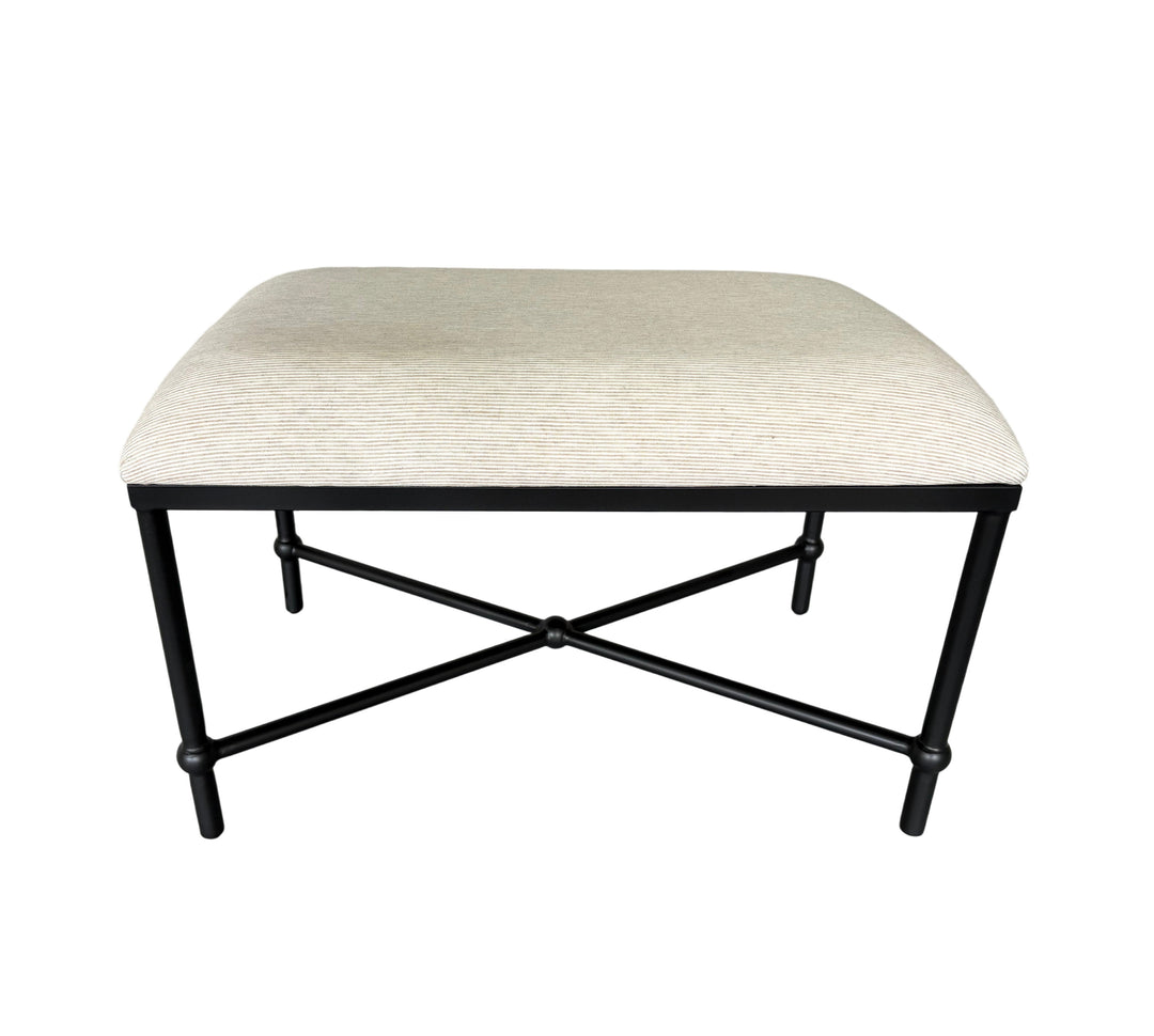 Cambridge Iron and Linen Cross Leg Small Bench