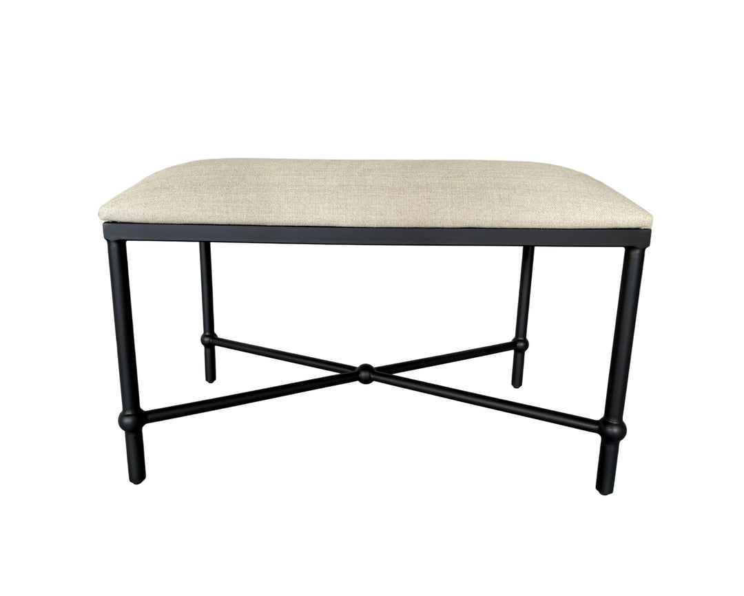 Cambridge Iron and Linen Cross Leg Small Bench
