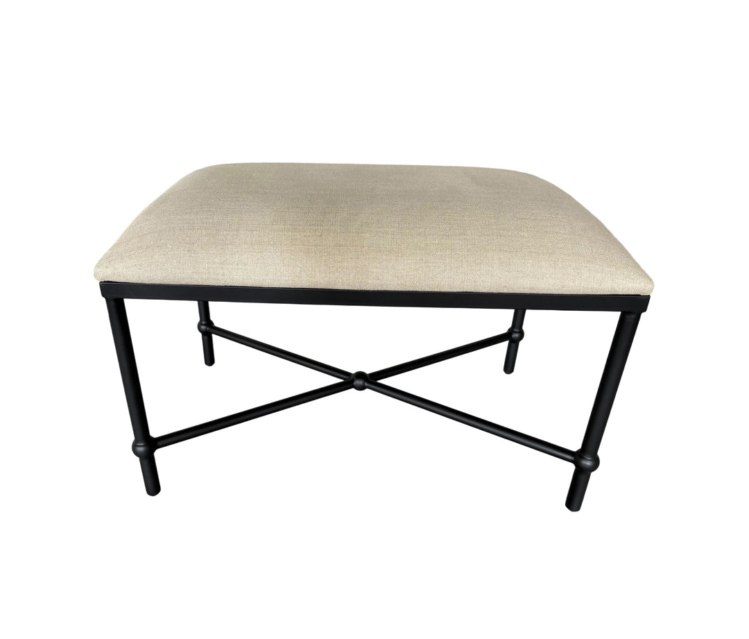 Cambridge Iron and Linen Cross Leg Small Bench