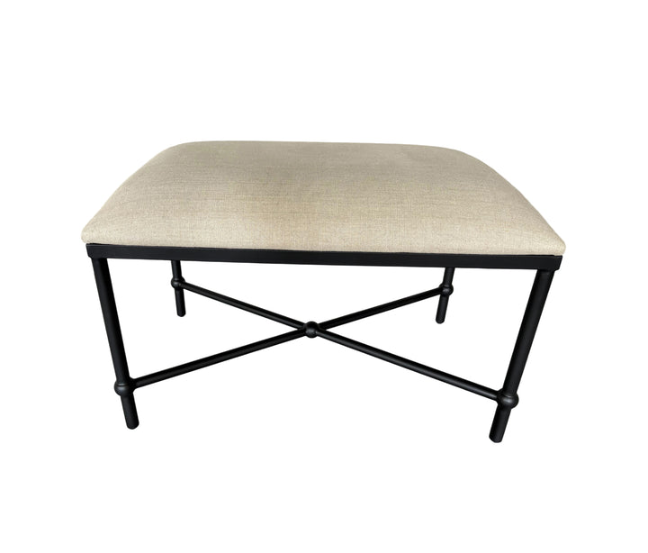 Cambridge Iron and Linen Cross Leg Small Bench