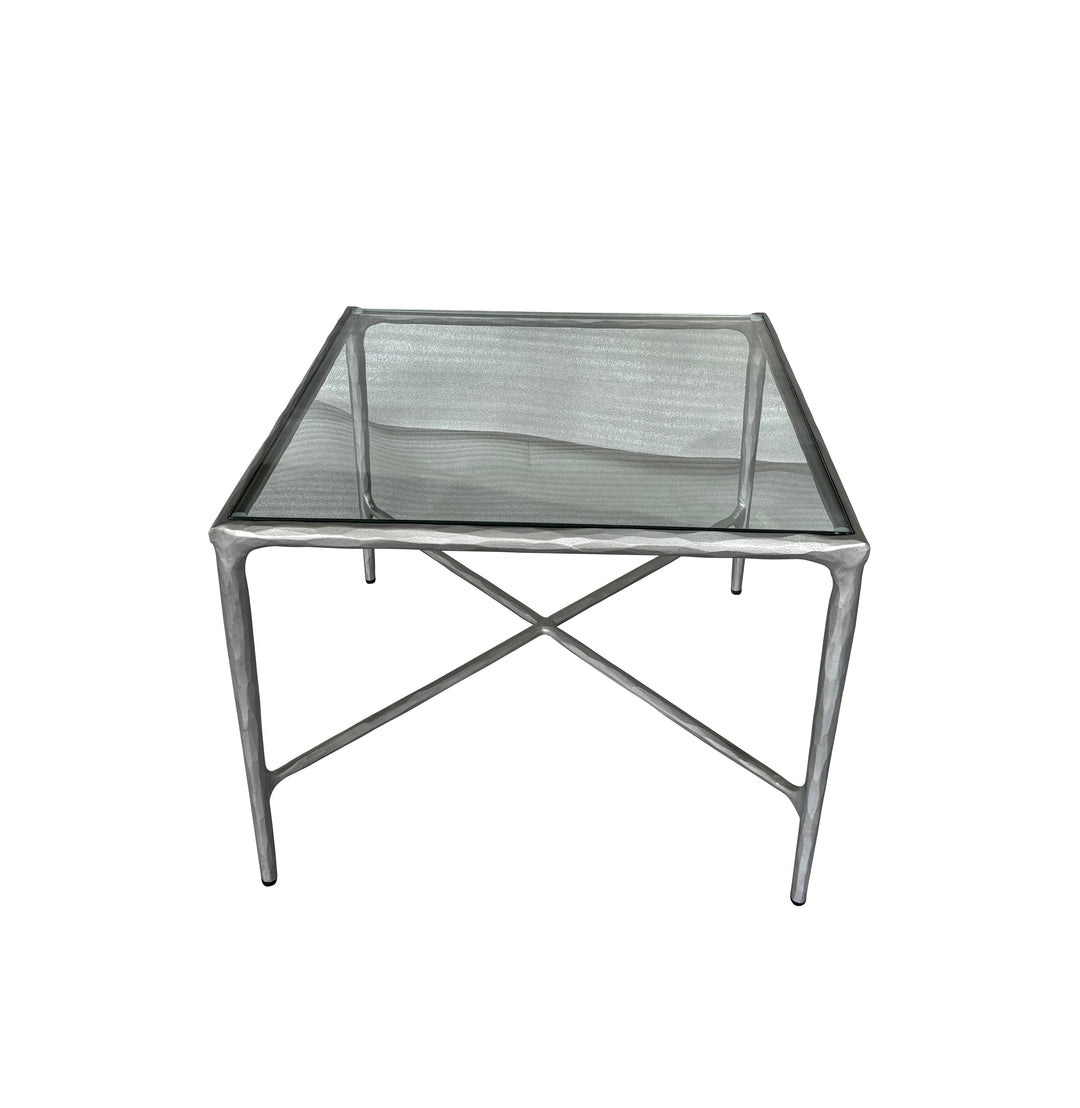 Soho Forged Silver Side Table With Glass Top