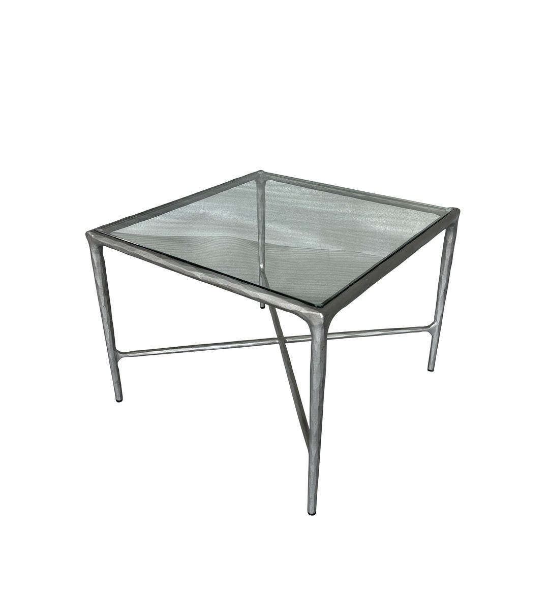 Soho Forged Silver Side Table With Glass Top