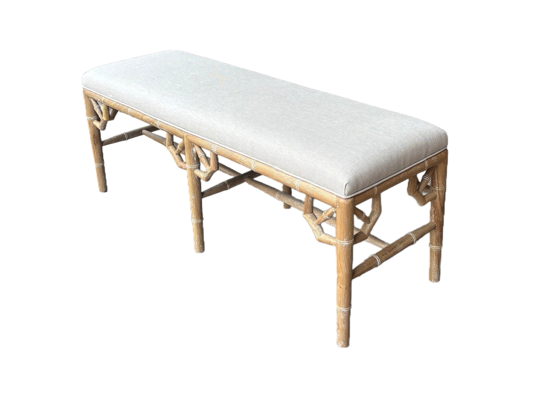 Raffles Linen Upholstered Oak Bench Seat