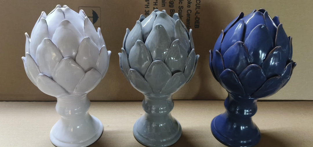 Large ceramic artichoke decorative sculpture