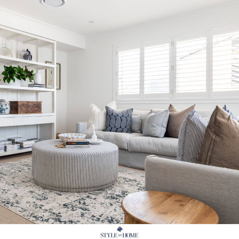 Buy Hamptons Farah Distressed Contemporary Rug White Blue Grey