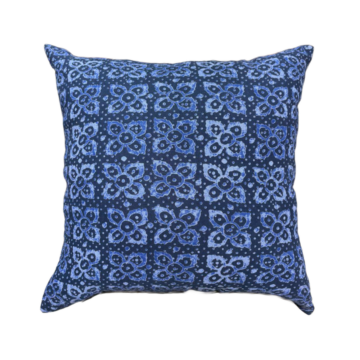 blue abstract linen cushion