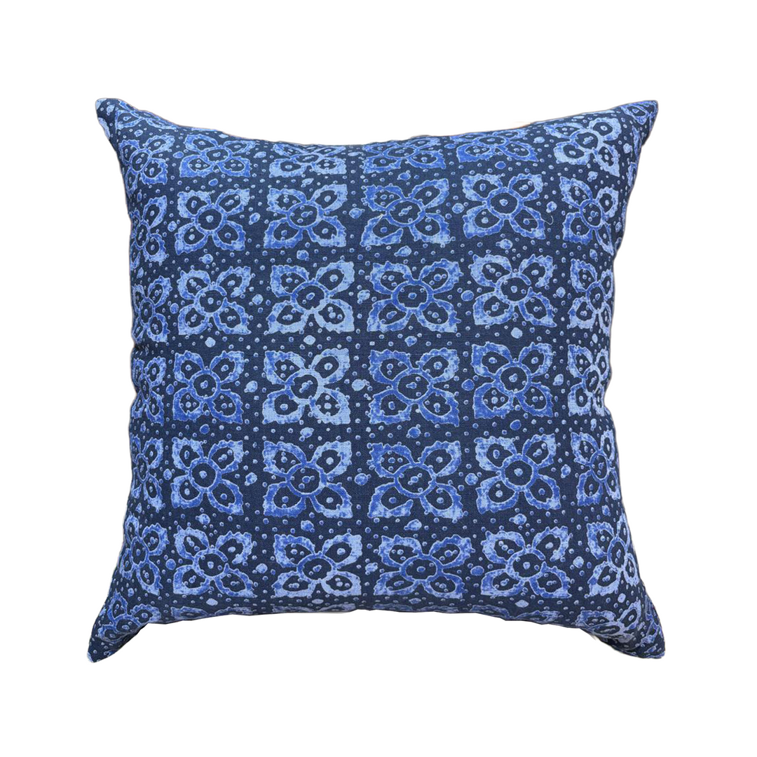 blue abstract linen cushion