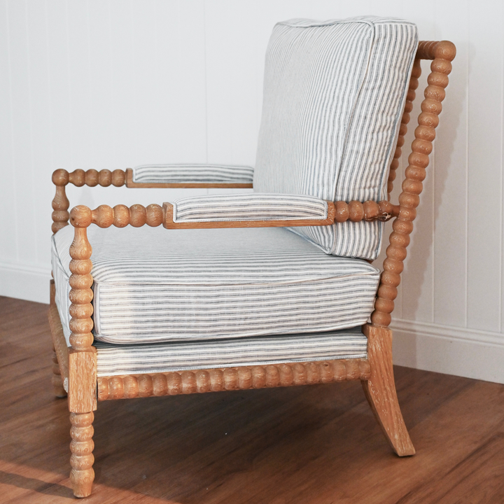 Bobbin Linen And Oak Armchair