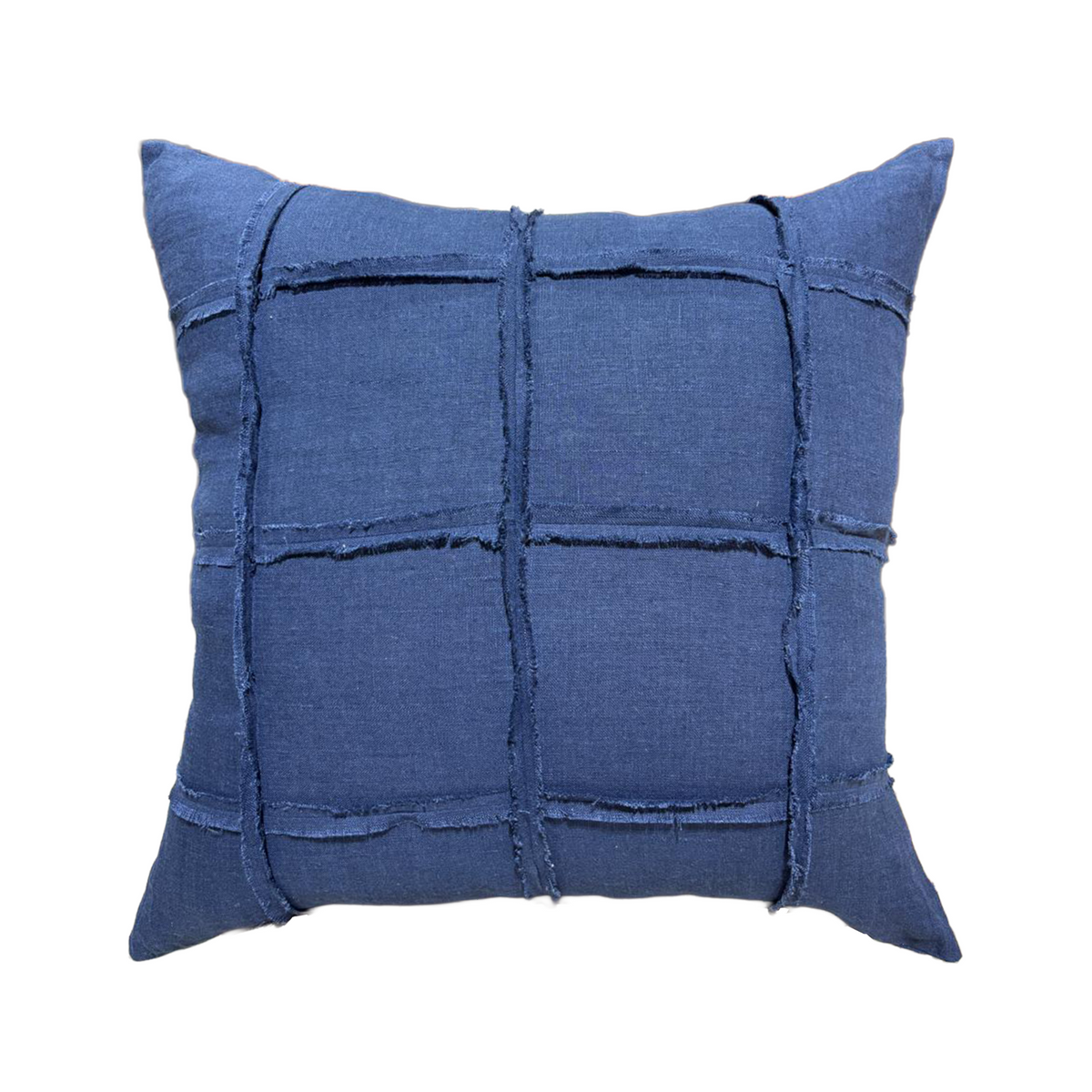 Navy linen square cushion