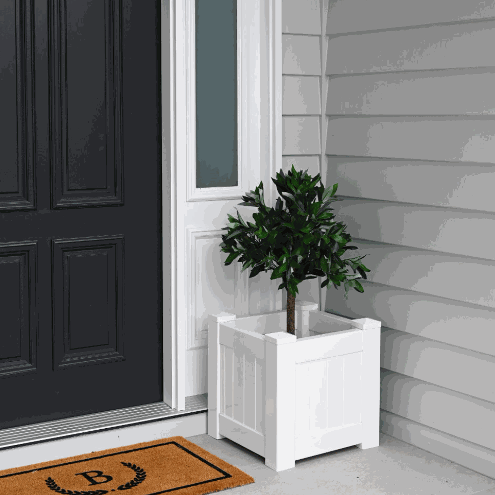 Hamptons Outdoor Square Pvc Planter Box - White