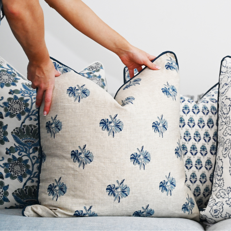 Aussie Box Block Print Square Linen Cushion