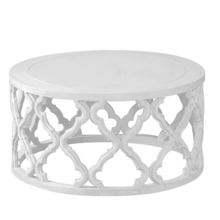 Sahara Satin White Round Coffee Table Satin White 93cm diametre x 40cm high