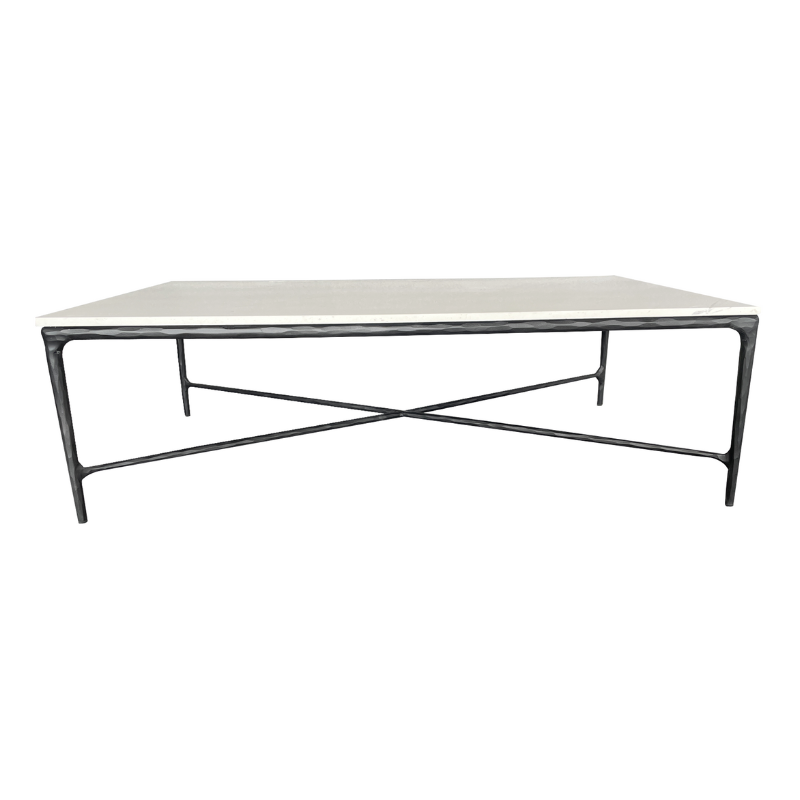 Soho Forged Black Rectangular Coffee Table With Marble Top