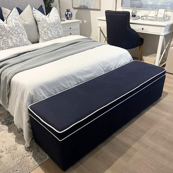 Grace Upholstered Storage Box Navy 160cm wide x 46cm deep x 46cm high
