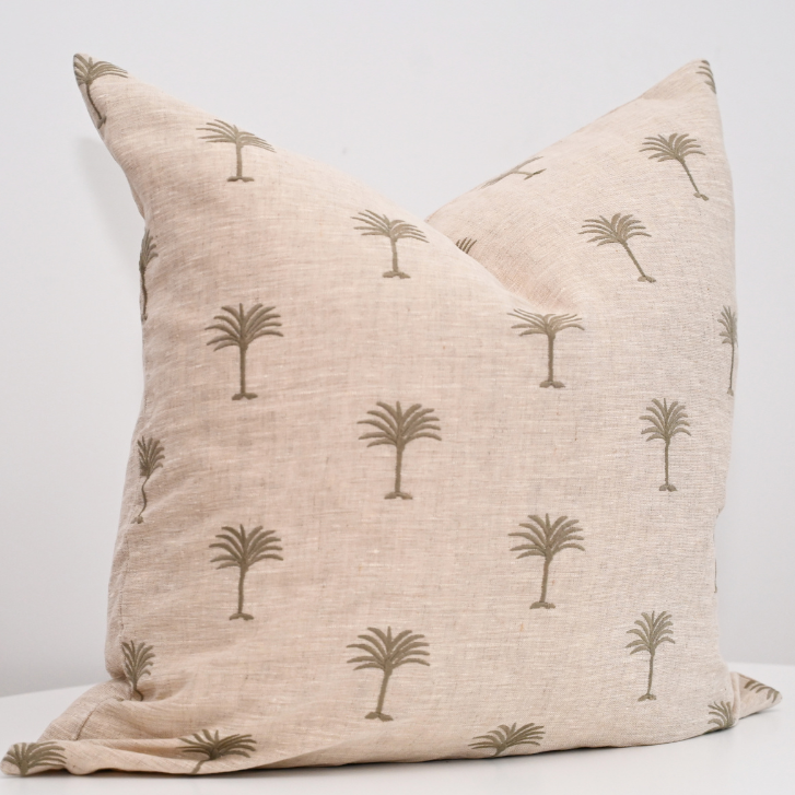 Palm Tree Oatmeal Square Cushion - Cover Only