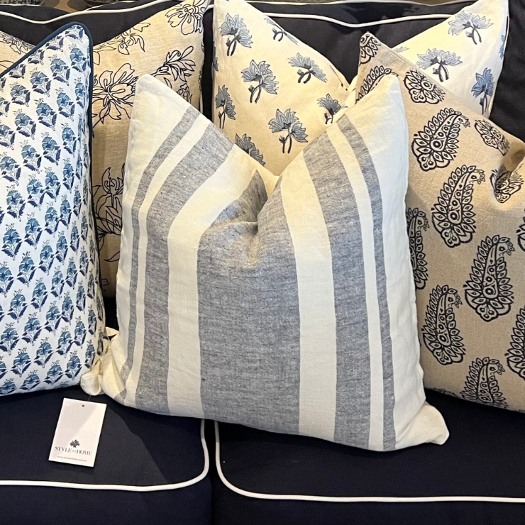 Nautical Stripe Linen Square Cushion - Cover Only