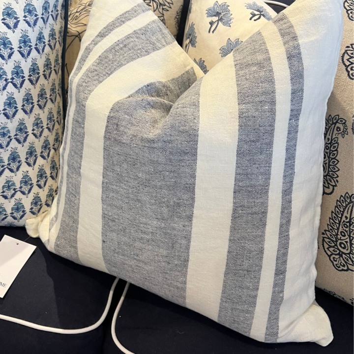 Nautical Stripe Linen Square Cushion