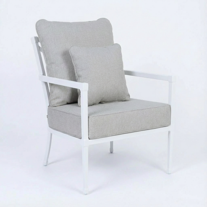 Amalfi White Outdoor Armchair Oatmeal