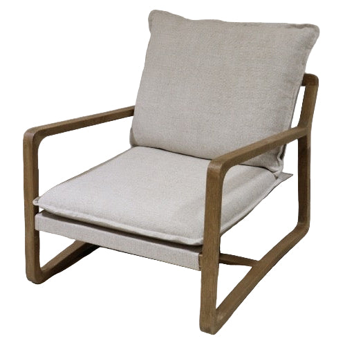 Drift Sling Linen & Oak Arm Chair Oatmeal Whitewash Oak 76cm wide x 93cm deep x 88cm high