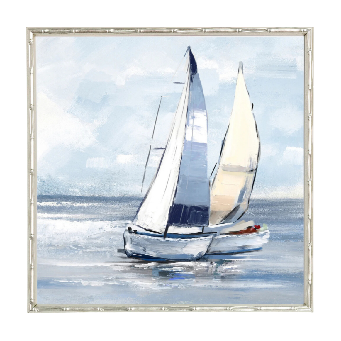 Sailing Day 2 Small Canvas in Bamboo Champagne Frame