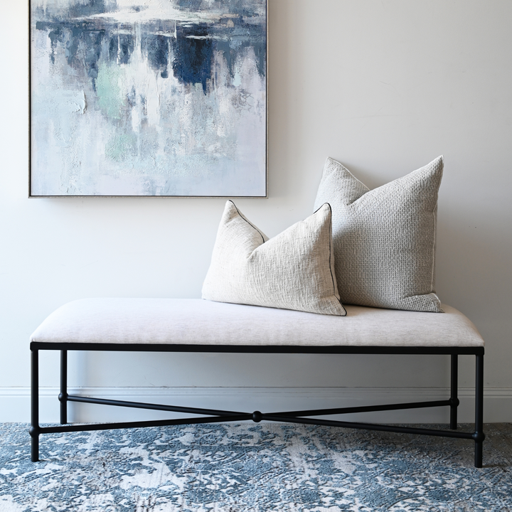 Cambridge Iron and Linen Cross Leg Large Bench