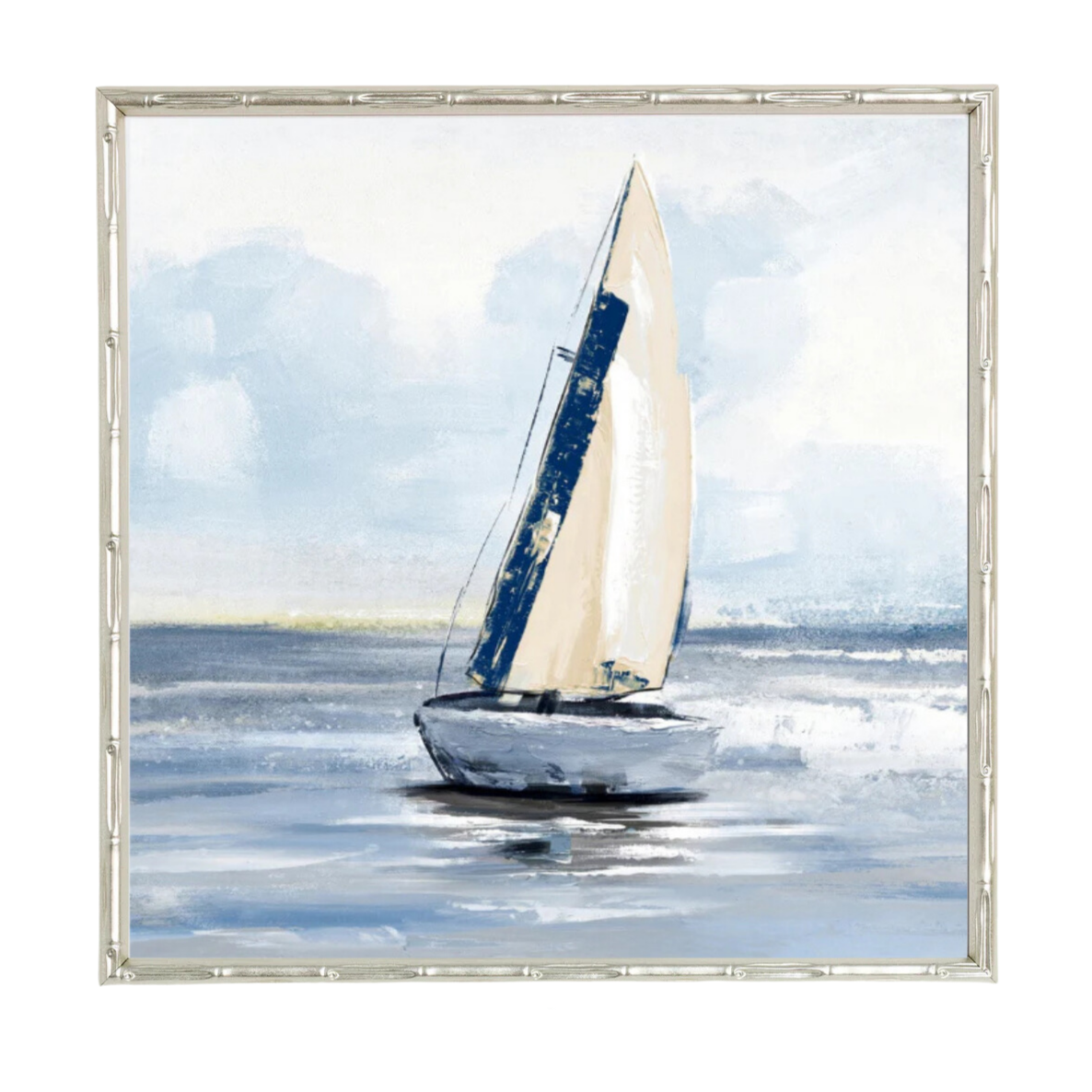 Sailing Day 1' Small Canvas in Bamboo Champagne Frame