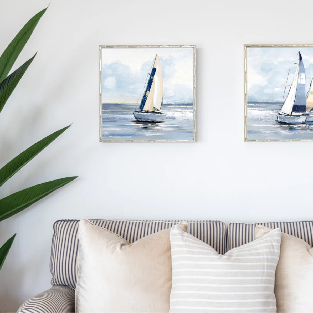 Sailing Day 1' Small Canvas in Bamboo Champagne Frame