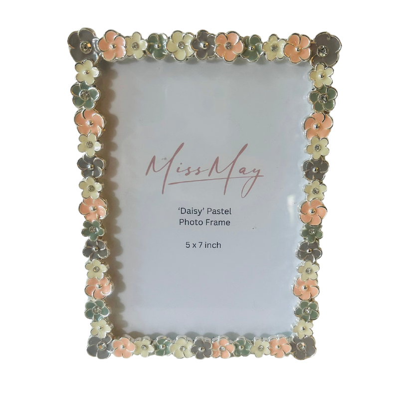 Plain silver photo frame on stand